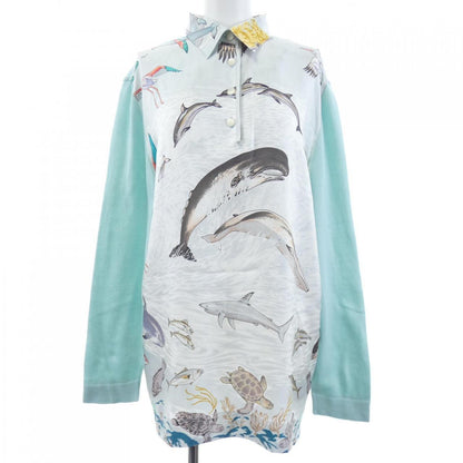 エルメス LAVIE PRECIEVSE DE LA MEDITERRANEE シルクコットンカシミヤポロシャツ