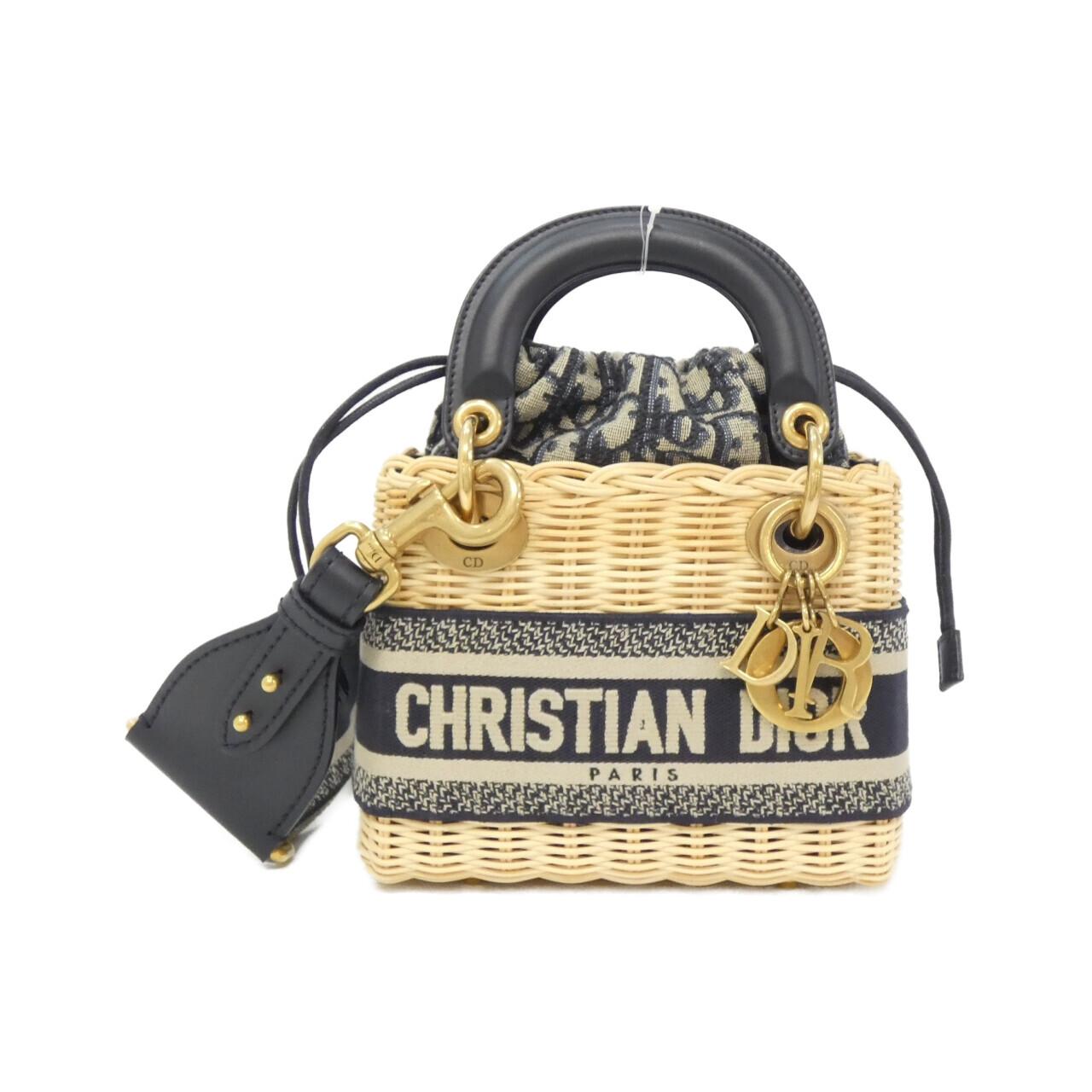 クリスチャンディオール DIOR OBLIQUE ナチュラルウィッカー ハンドバッグ