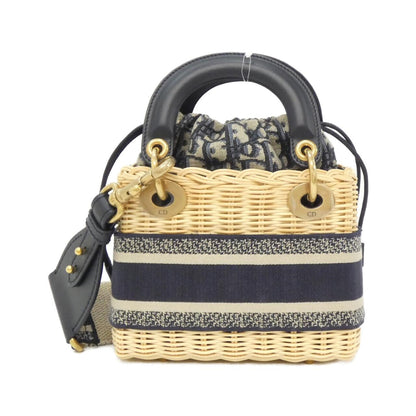 クリスチャンディオール DIOR OBLIQUE ナチュラルウィッカー ハンドバッグ