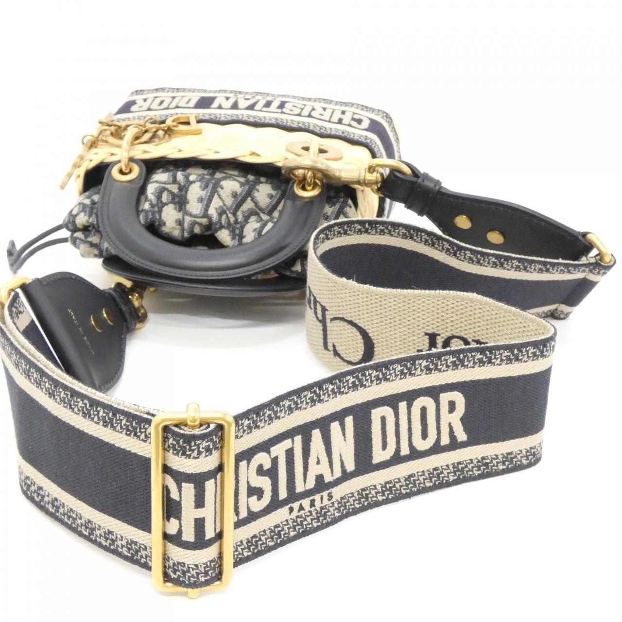 クリスチャンディオール DIOR OBLIQUE ナチュラルウィッカー ハンドバッグ