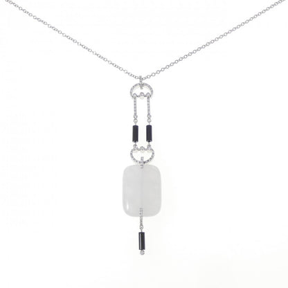 750WG カルセドニー ダイヤモンド オニキス ネックレス
