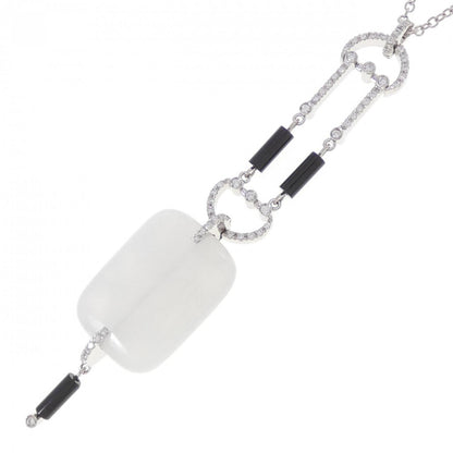 750WG カルセドニー ダイヤモンド オニキス ネックレス