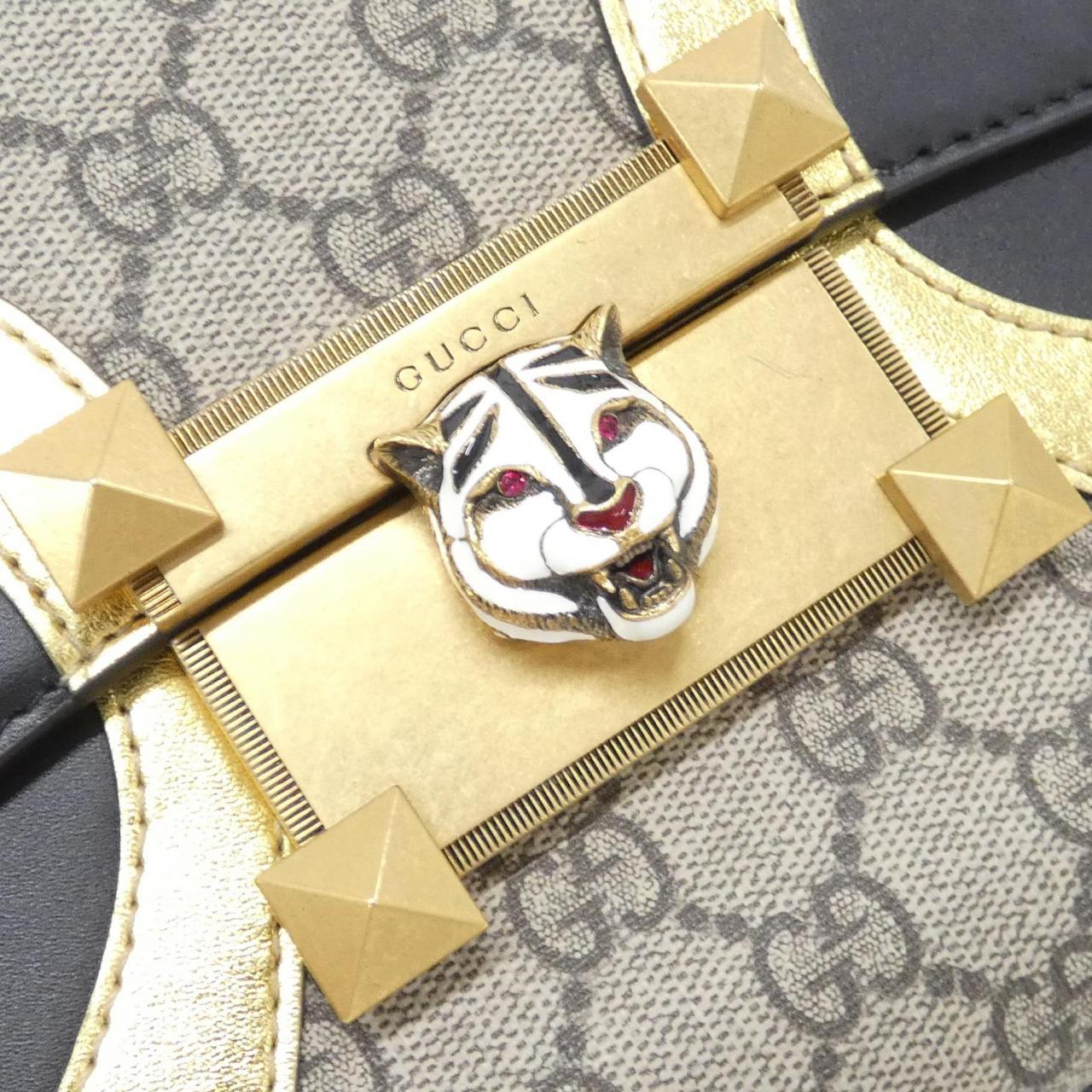 グッチ オシリデ GGスプリームキャンバス レザー ショルダーバッグ