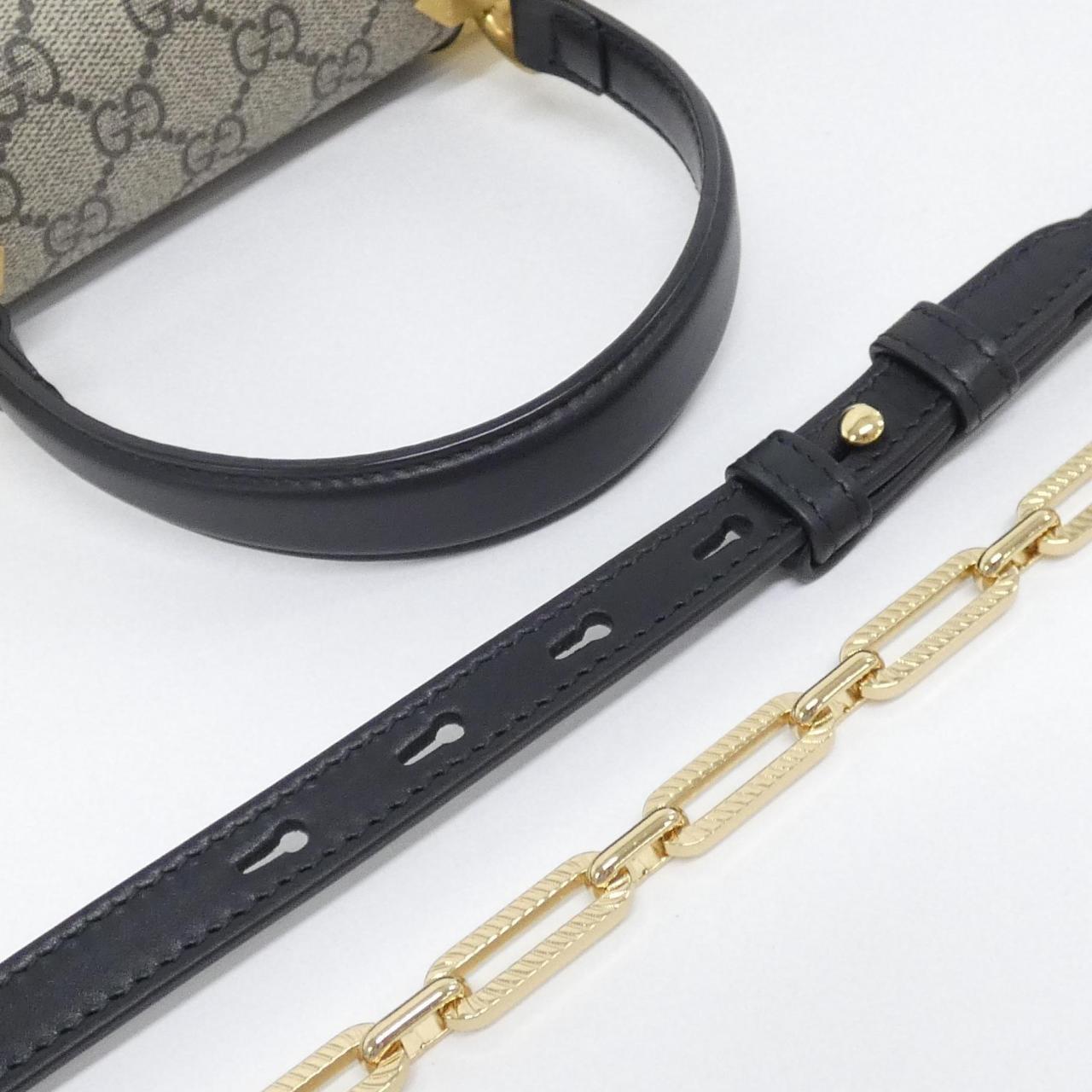 グッチ オシリデ GGスプリームキャンバス レザー ショルダーバッグ