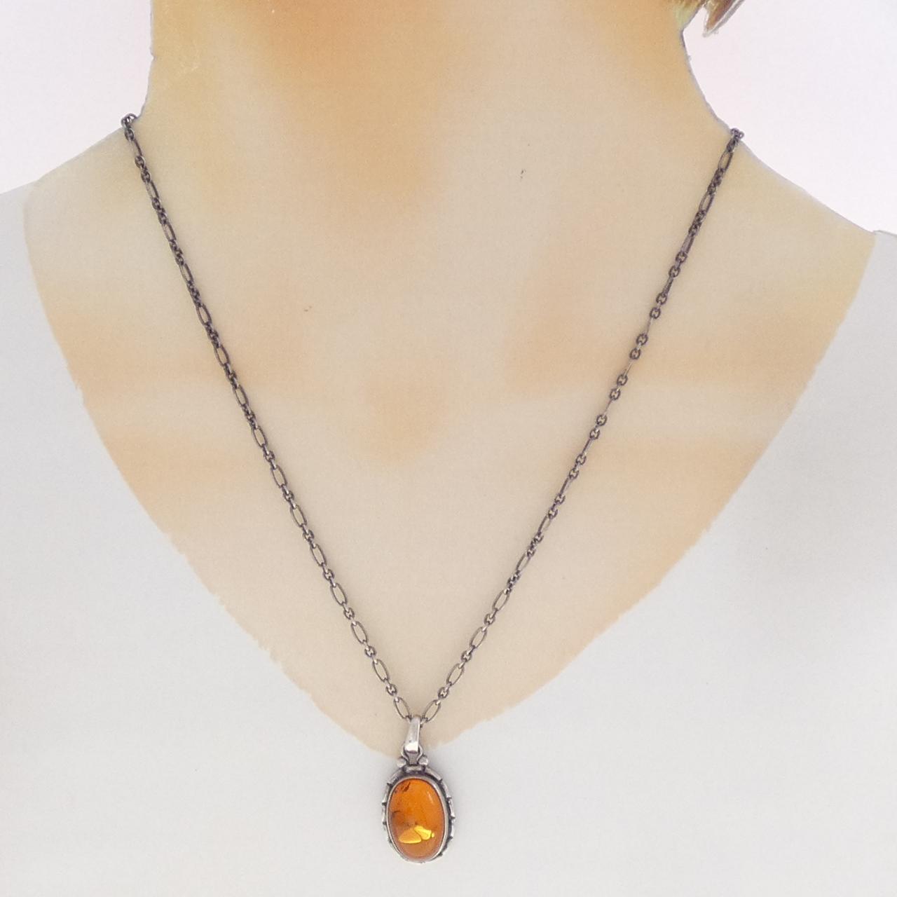 ジョージジェンセン 925シルバー 琥珀 ネックレス