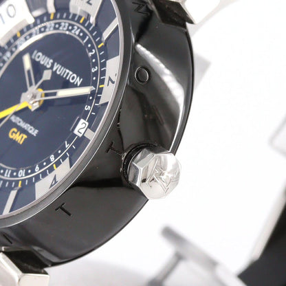 ルイヴィトン タンブール イン ブラック GMT ステンレススチール 腕時計