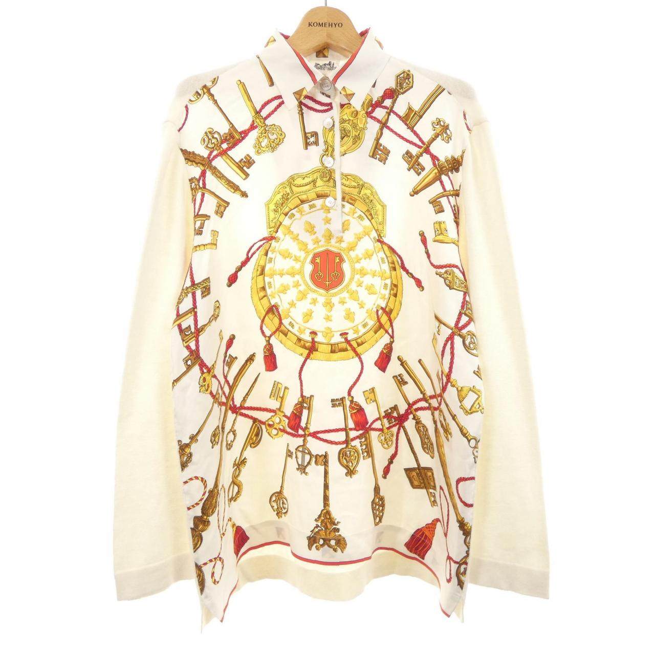 エルメス LES CLES シルク コットンカシミヤ トップス