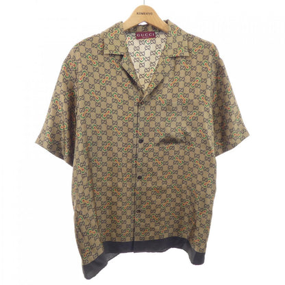 グッチ GGホースビット プリント シルクツイルシャツ