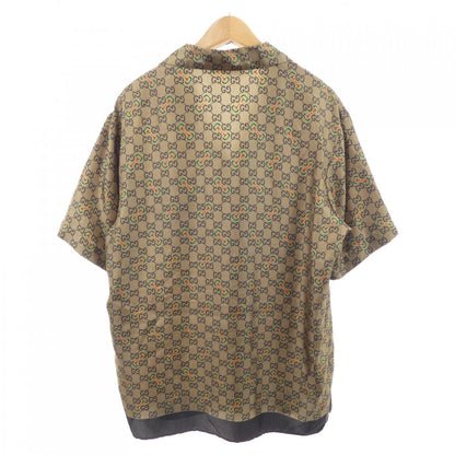 グッチ GGホースビット プリント シルクツイルシャツ