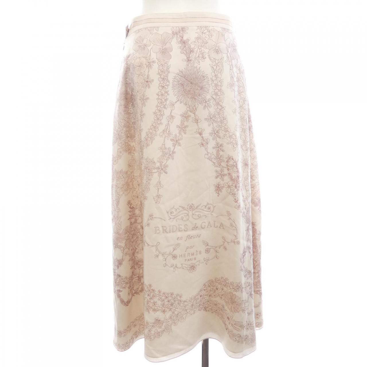 エルメス BRIDES DE GALA EN FLEURS ESQUISSE シルクスカート