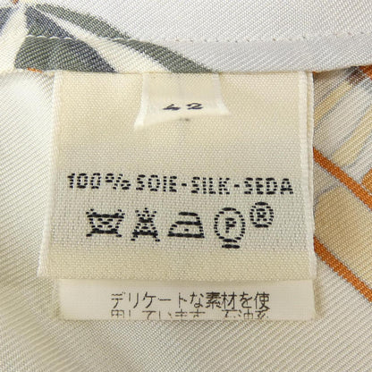 エルメス CHARMES DES PLAGES NORMANDES シルクシャツ42