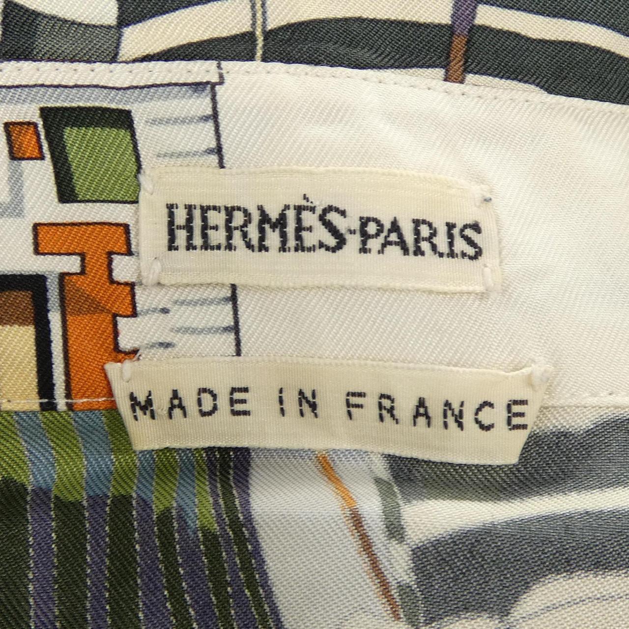 エルメス CHARMES DES PLAGES NORMANDES シルクシャツ42