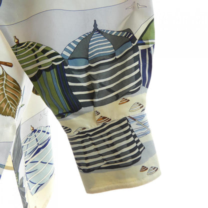 エルメス CHARMES DES PLAGES NORMANDES シルクシャツ42