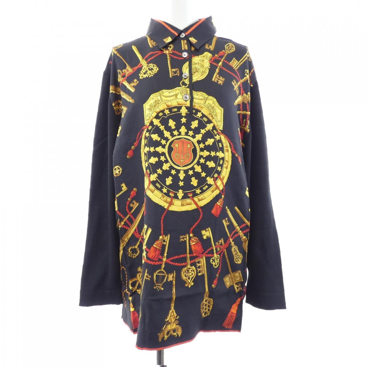 エルメス LES CLES シルク コットンカシミヤ トップス