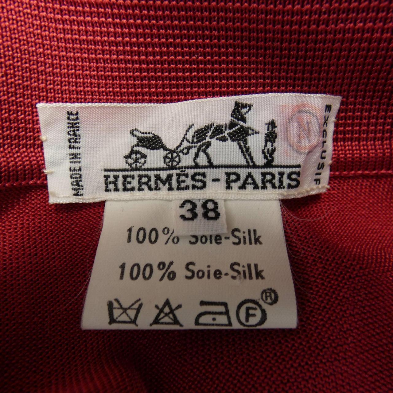 エルメス JUNQUES ET SAMPANS シルクポロシャツ