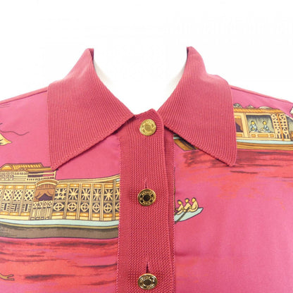 エルメス JUNQUES ET SAMPANS シルクポロシャツ
