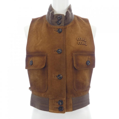 ミュウミュウ FROM THE RUNWAY ワックスドスエードラムレザーベスト