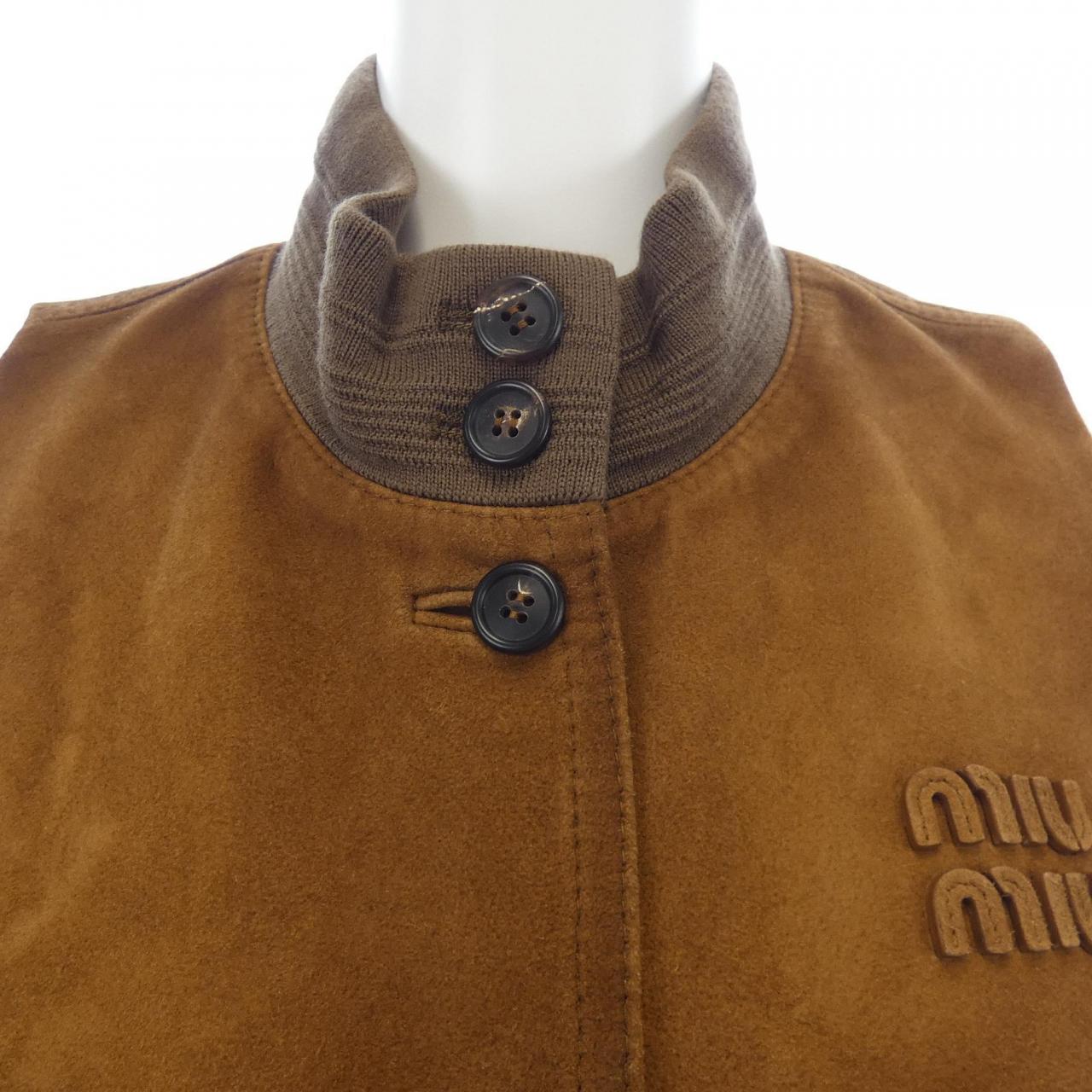 ミュウミュウ FROM THE RUNWAY ワックスドスエードラムレザーベスト
