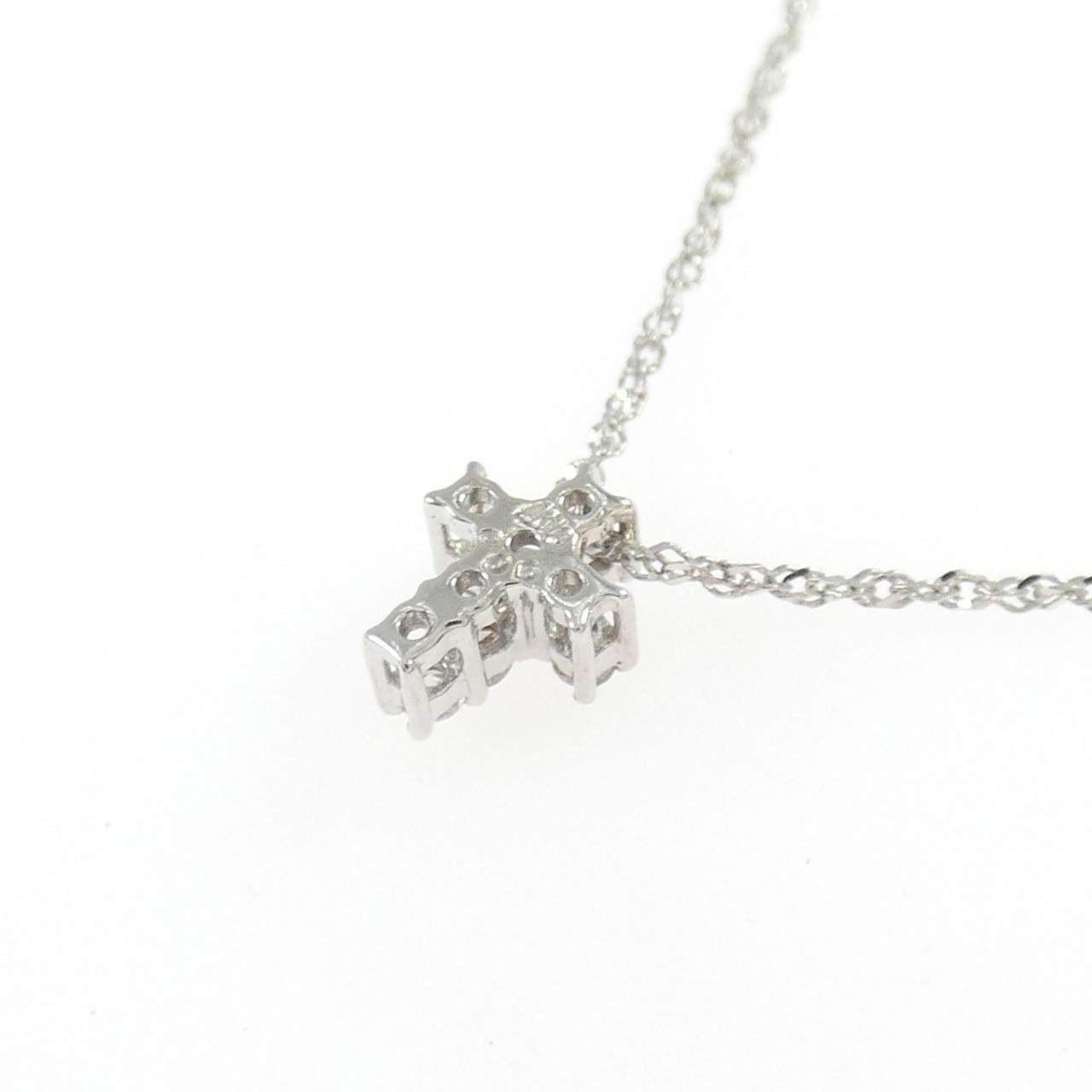 K10ホワイトゴールド クロス ダイヤモンドネックレス