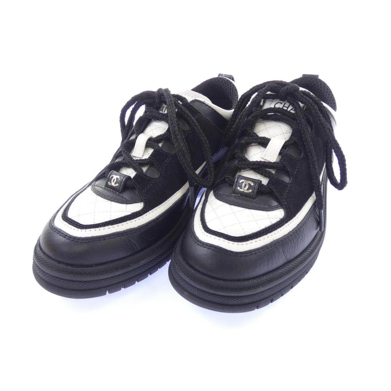 シャネル カーフスキン スエードカーフスキンラムスキン スニーカー
