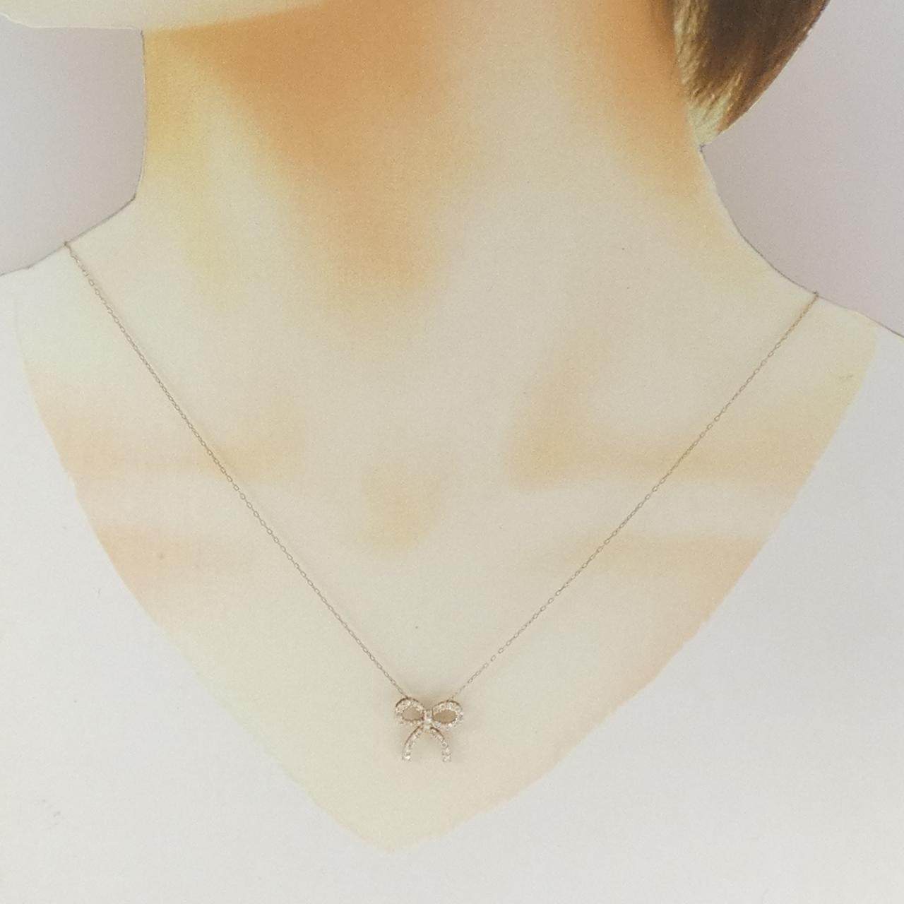 K18ピンクゴールド ダイヤモンド リボン ネックレス