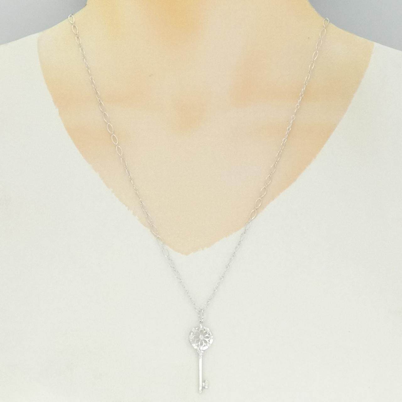 ティファニー フローラルキー 18Kホワイトゴールド ダイヤモンドネックレス