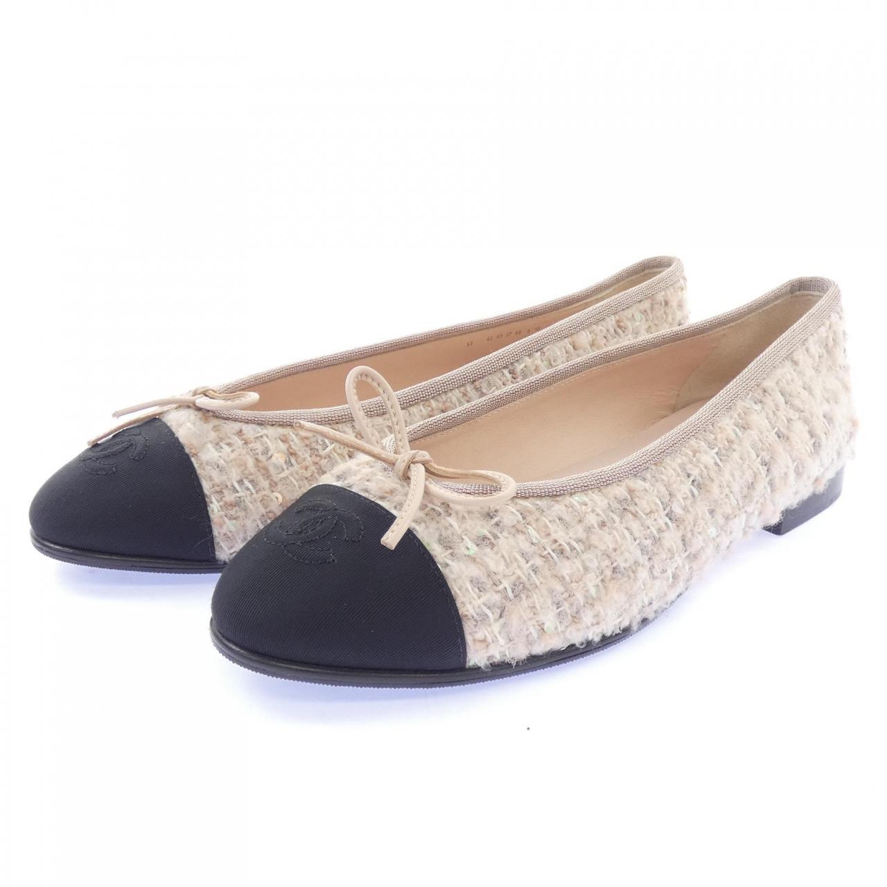 シャネル BALLET FLATS グリッターツイードフラットシューズ