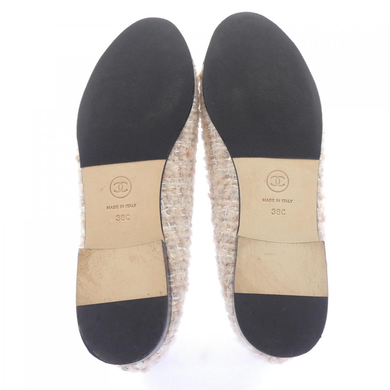 シャネル BALLET FLATS グリッターツイードフラットシューズ