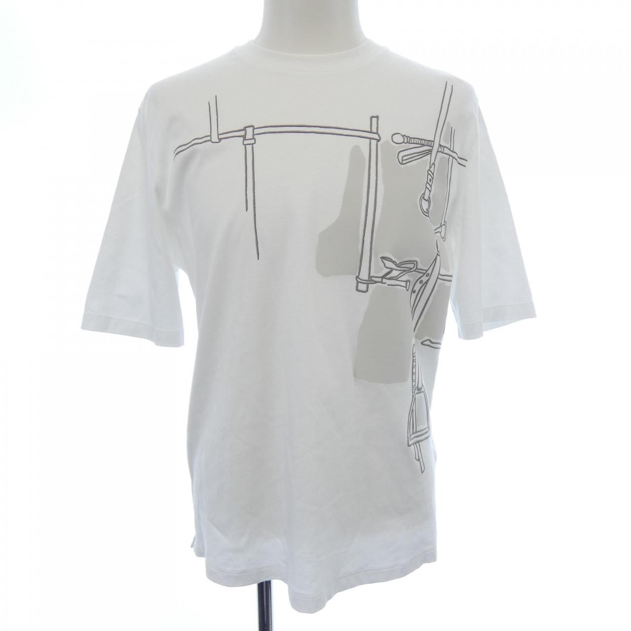エルメス HARNAIS EN GOUACHE 3D コットンTシャツ