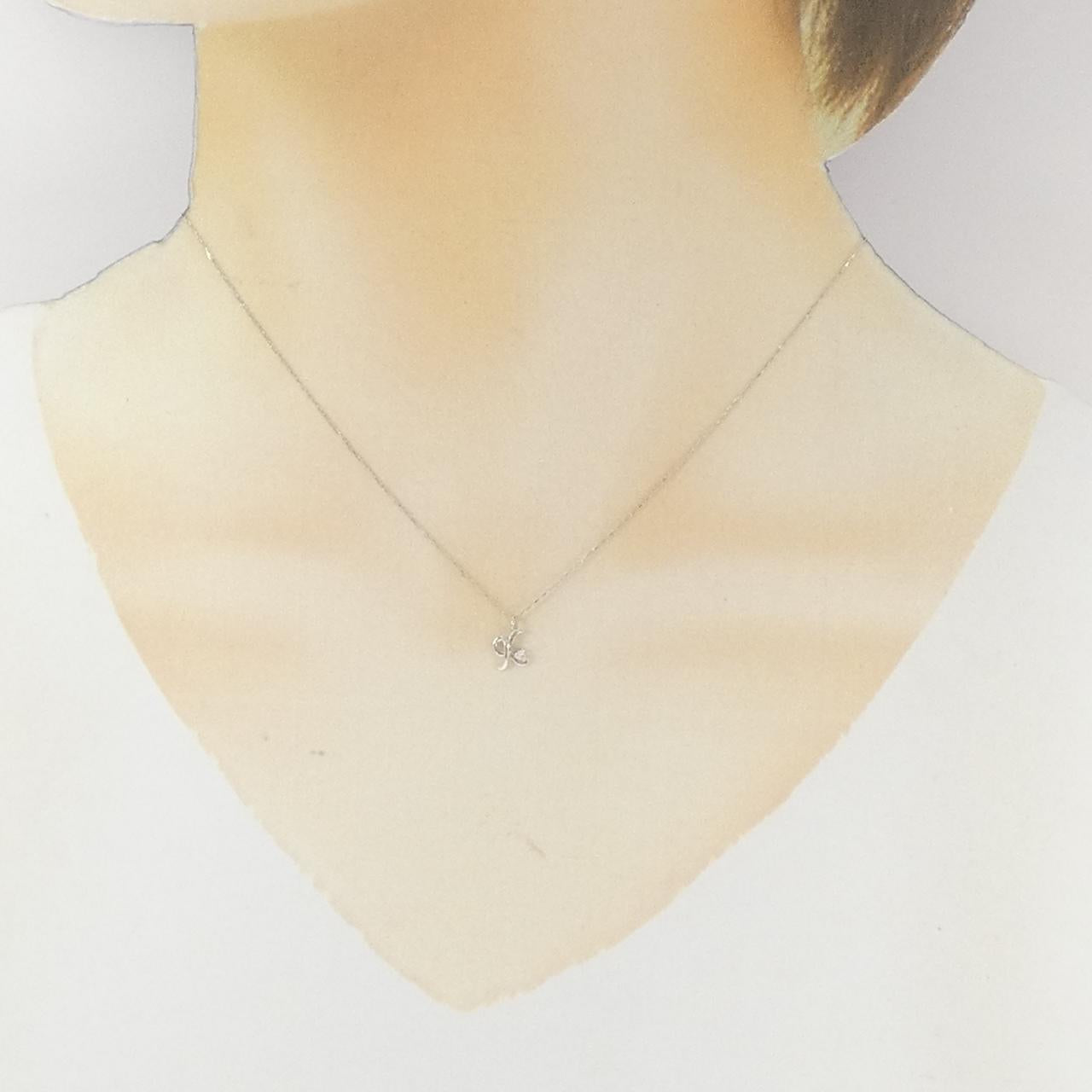K10ホワイトゴールドイニシャルKダイヤモンドネックレス