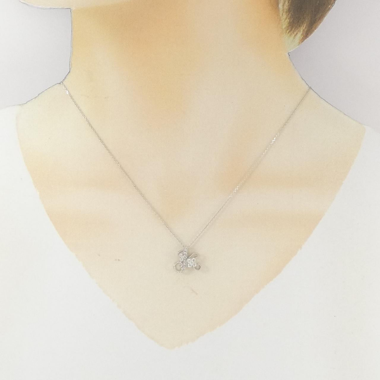 K18ホワイトゴールド ダイヤモンド イニシャルK ネックレス