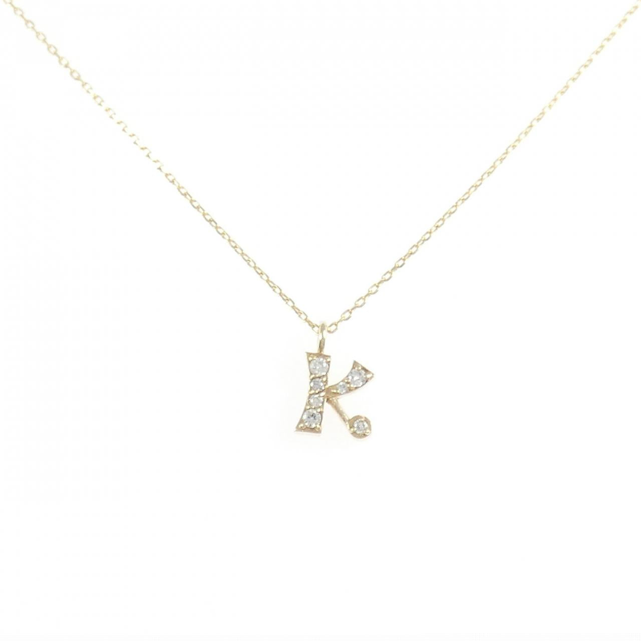 K10イエローゴールド イニシャルK ダイヤモンドネックレス