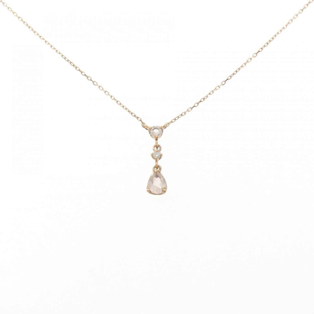 K10ピンクゴールドクオーツダイヤモンドネックレス
