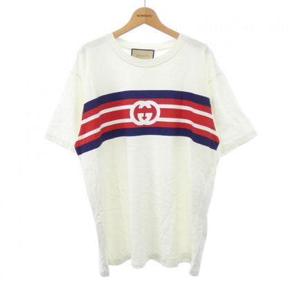 グッチ インターロッキングGストライププリント コットンTシャツ