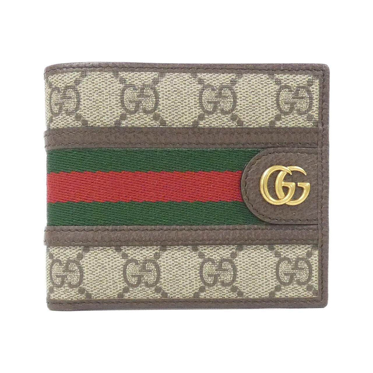 グッチ オフィディア GGスプリームキャンバス レザー二つ折り財布