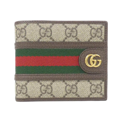 グッチ オフィディア GGスプリームキャンバス レザー二つ折り財布