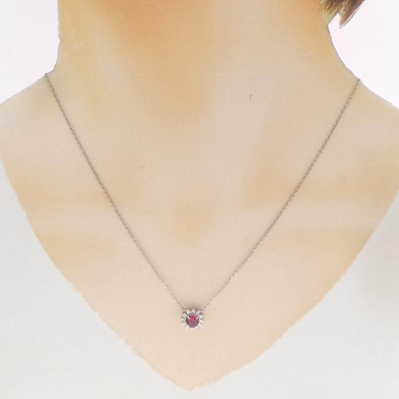 プラチナ ルビー ダイヤモンド ネックレス