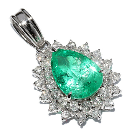 Pt900 プラチナ エメラルドペンダント 3.75ct ダイヤ 1.07ct