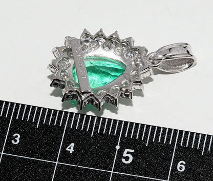 Pt900 プラチナ エメラルドペンダント 3.75ct ダイヤ 1.07ct