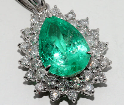 Pt900 プラチナ エメラルドペンダント 3.75ct ダイヤ 1.07ct