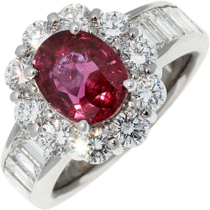 K18WG ルビー 2.18ct ダイヤモンド 2.40ct リング