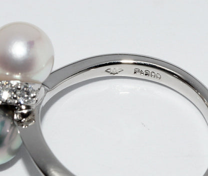 Pt900セミブラックパールダイヤリング