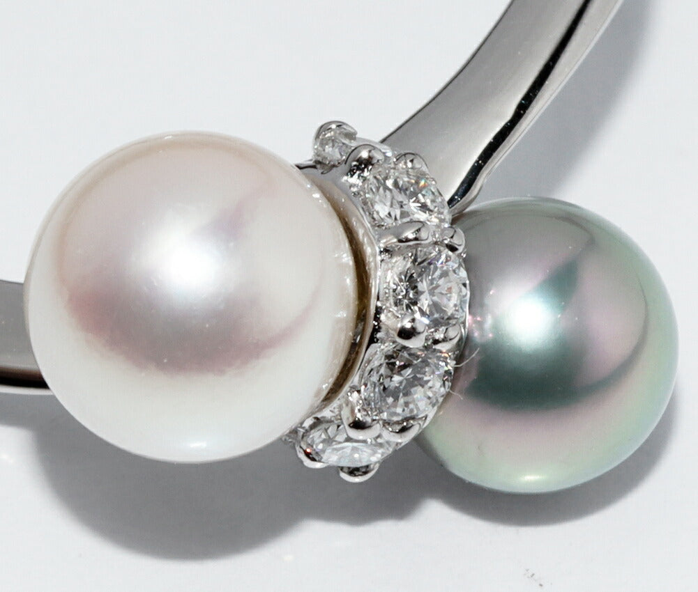 Pt900セミブラックパールダイヤリング