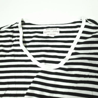 pyjama clothing ボーダー Uネック コットン Tシャツ