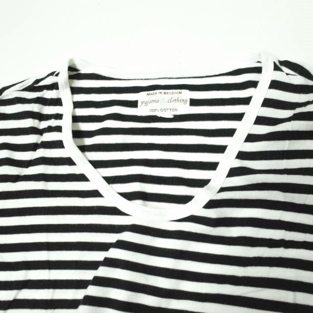 pyjama clothing ボーダー Uネック コットン Tシャツ