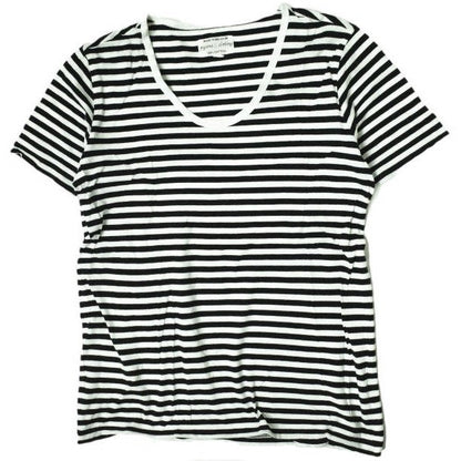 pyjama clothing ボーダー Uネック コットン Tシャツ