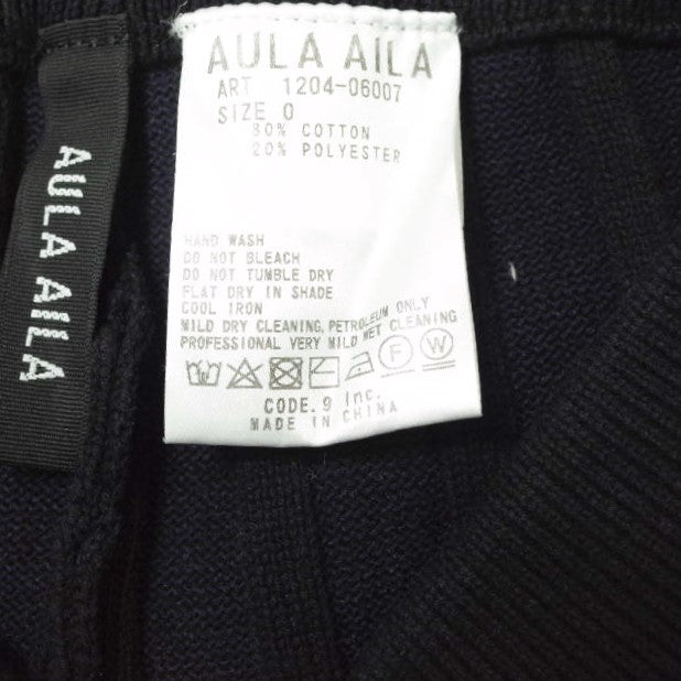 AULA AILA リブ パンツ ブラック 1204-06007