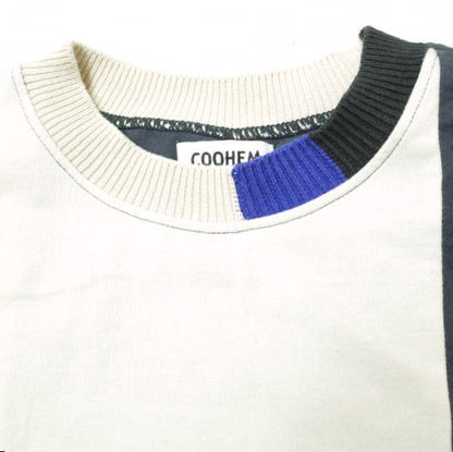 COOHEM ストライプ リブ ニット コンビ Tシャツ コットン トップ