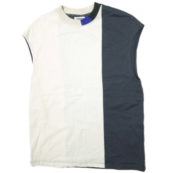 COOHEM ストライプ リブ ニット コンビ Tシャツ コットン トップ