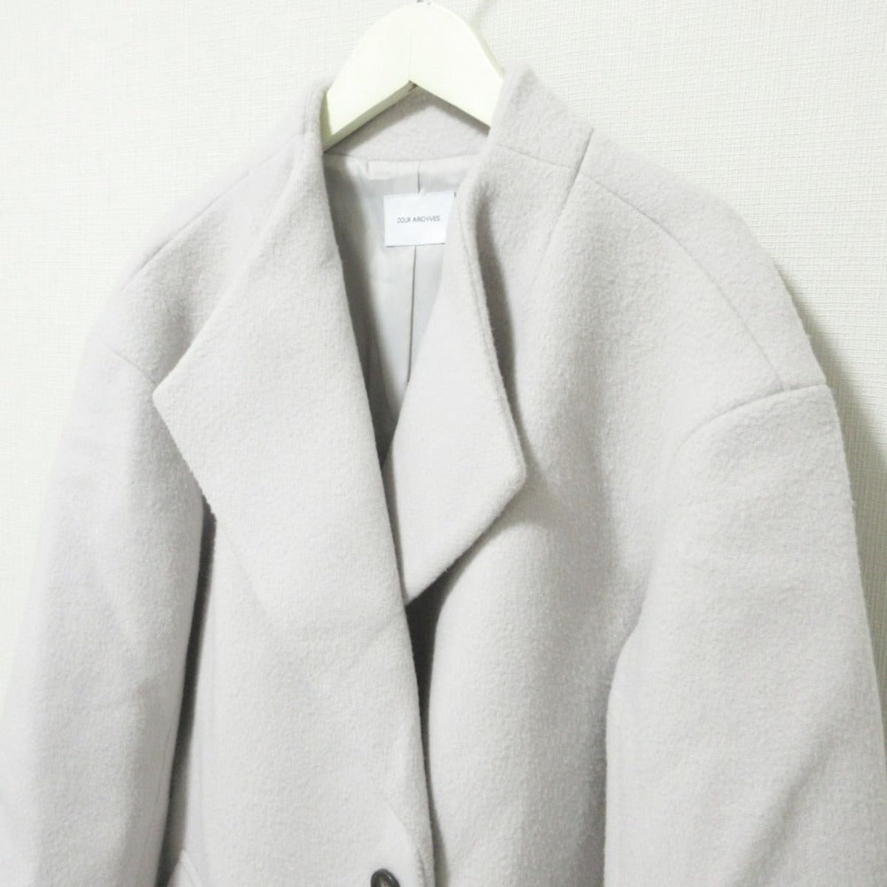 Doux archives PECOLAMB ウール ロング シングル コート